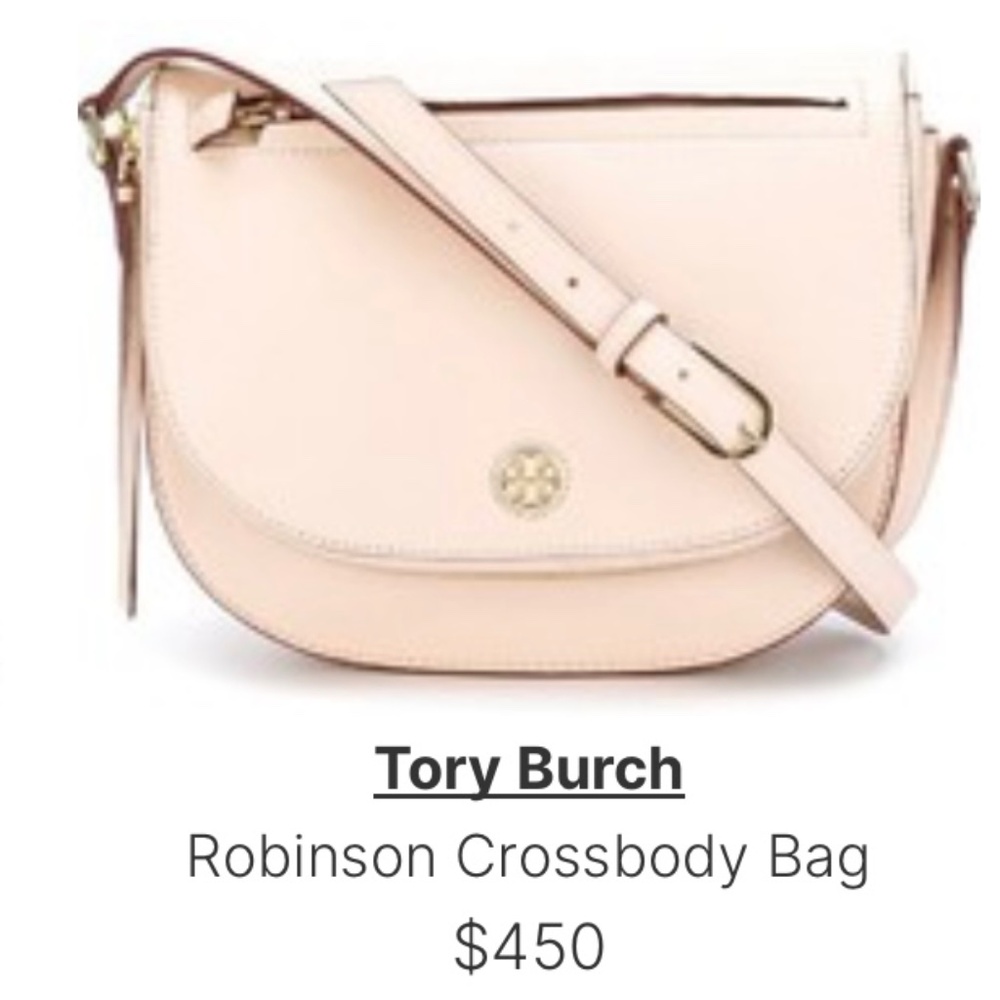 AUTHENTIC Tory Burch light oak/blush leather brody saddle bag